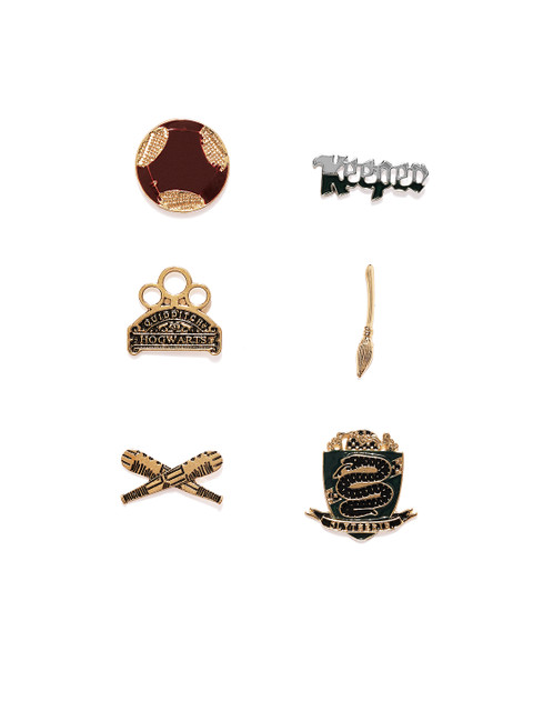 

EFG Unisex Set of 6 Harry Potter Slytherin House Pin Set, Gold