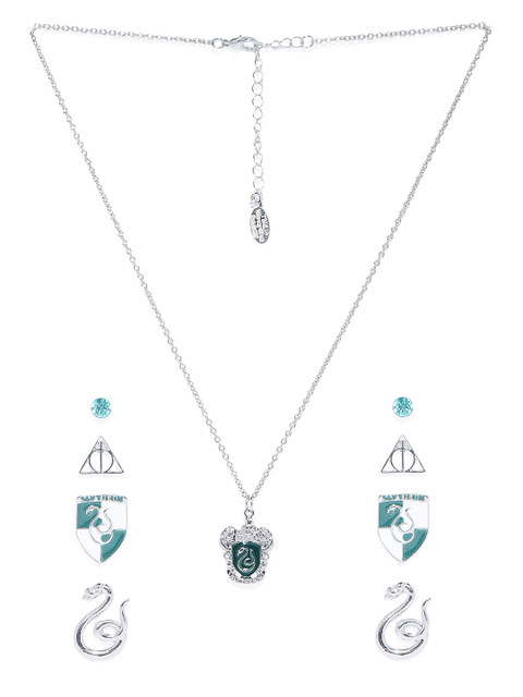 

EFG Unisex Green & Gold-Tone Enamelled Harry Potter HP Slytherin Jewellery Set