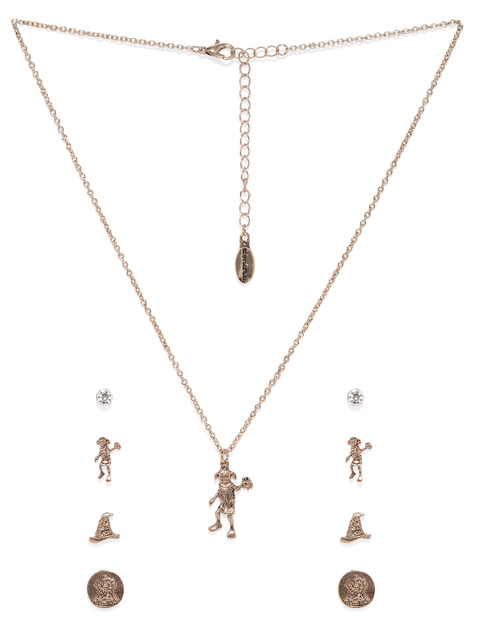 

EFG Unisex Gold-Toned Enamelled Harry Potter Dobby Jewellery Set
