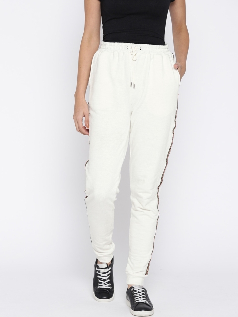 

I AM FOR YOU Women White Regular Fit Solid Joggers