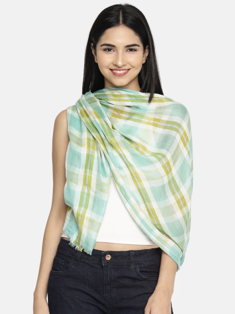 

Ayesha Green & White Checked Scarf