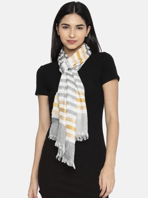 

Ayesha Off-White & Grey Striped Scarf
