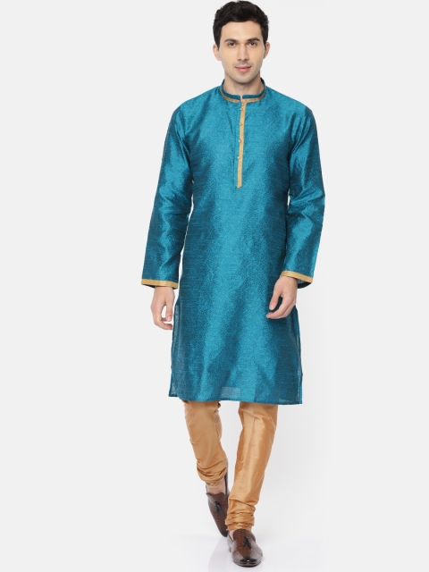 

Ethnix by Raymond Men Blue & Gold Kurta with Churidar