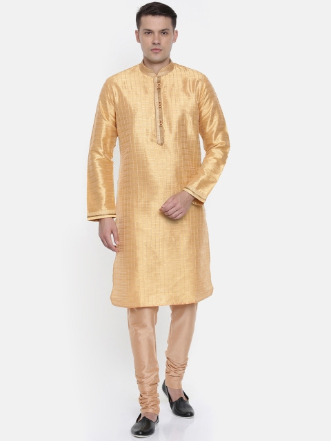 

Ethnix by Raymond Men Gold-Toned Self Design Kurta with Churidar