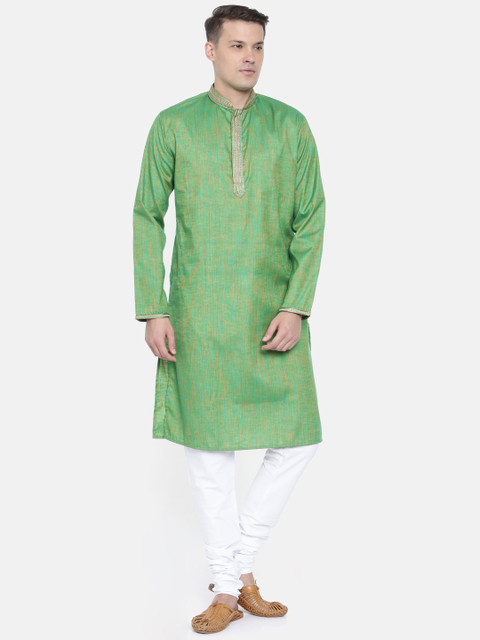 

Ethnix by Raymond Men Green Solid Kurta with Churidar