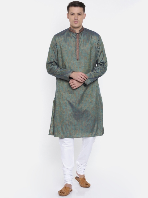 

Ethnix by Raymond Men Blue & White Solid Kurta with Churidar