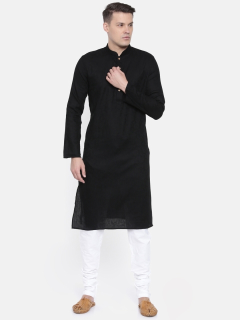 

Ethnix by Raymond Men Black & White Self Design Kurta with Churidar