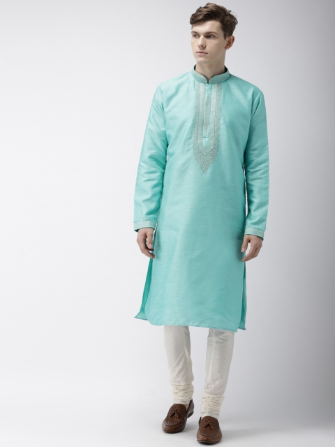 

Ethnix by Raymond Men Blue & Off-White Self Design Kurta with Pyjamas