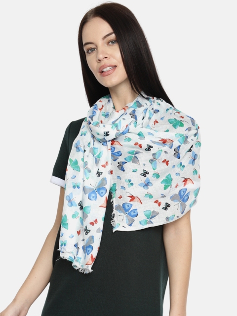 

Ayesha White & Blue Printed Scarf