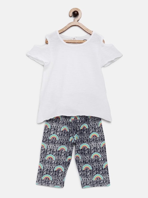 

TAMBOURINE Girls White Solid Top with Trousers