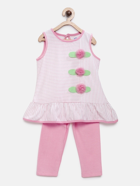 

TAMBOURINE Girls White & Pink Striped Top with Trousers