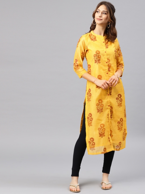 

Alena Women Yellow Printed Straight Kurta