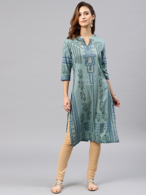 

Alena Women Green Printed Straight Kurta