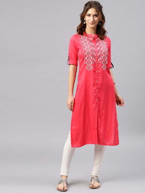 

Alena Women Coral Yoke Design Straight Kurta