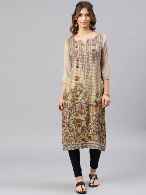 

Alena Women Beige Printed Straight Kurta