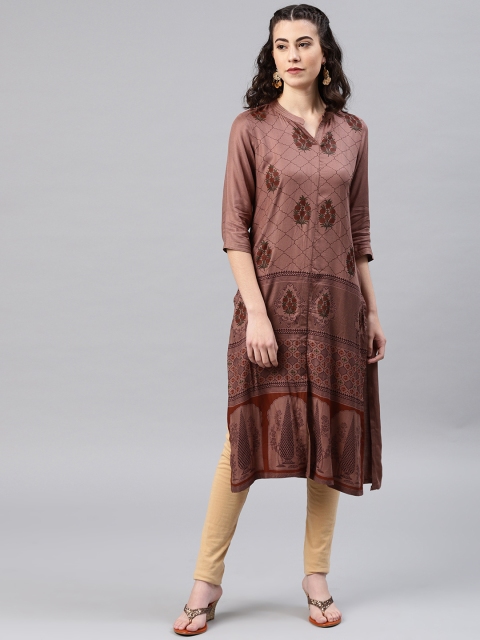 

Alena Women Coffee Brown Printed Straight Kurta
