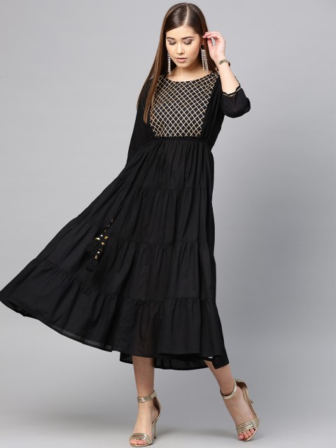 

Juniper Women Black Solid A-Line Dress