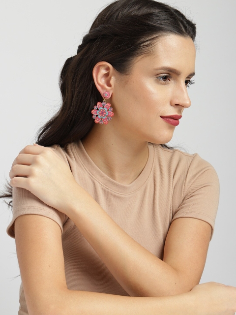 

Ayesha Pink & Blue Floral Mandala Drop Earrings