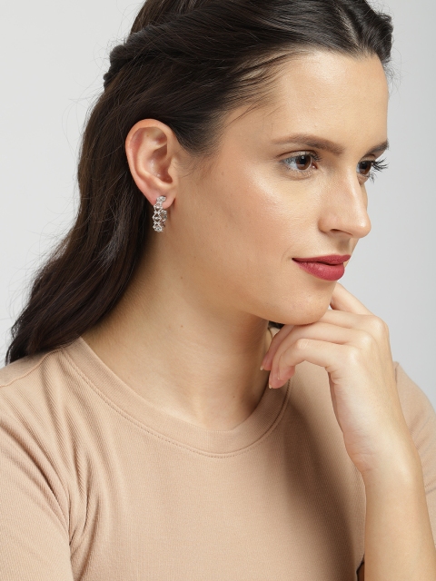 

Ayesha Silver-Toned Oxidized Circular Half Hoop Earrings