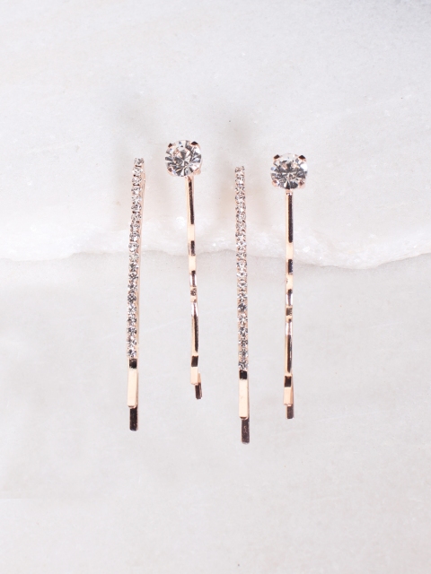 

Ayesha Set of 4 Rose Gold Embellished Bobby Pins