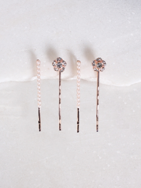 

Ayesha Set of 4 Rose Gold Embellished Bobby Pins