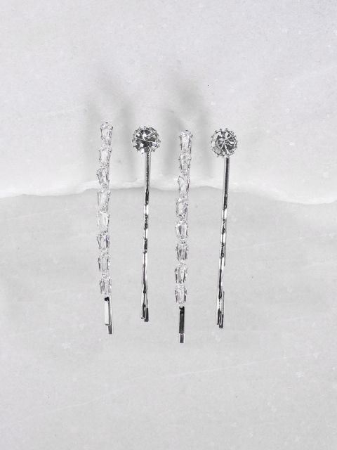 

Ayesha Set of 4 Silver-Toned Embellished Bobby Pins