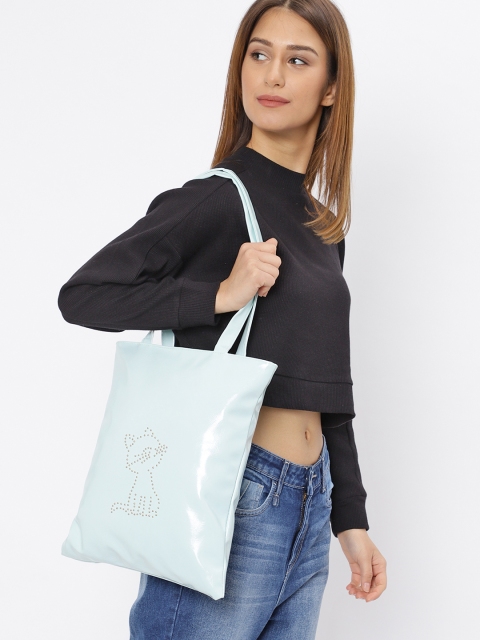 

Ayesha Blue Solid Tote Bag