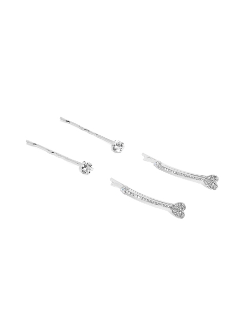 

Ayesha Set of 4 Silver-Toned Embellished Bobby Pins