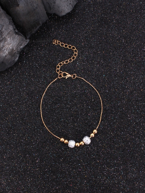 

Ayesha God-Toned Embellished Anklet, Gold