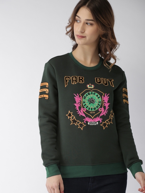 

Scotch & Soda Women Green Embroidered Sweatshirt