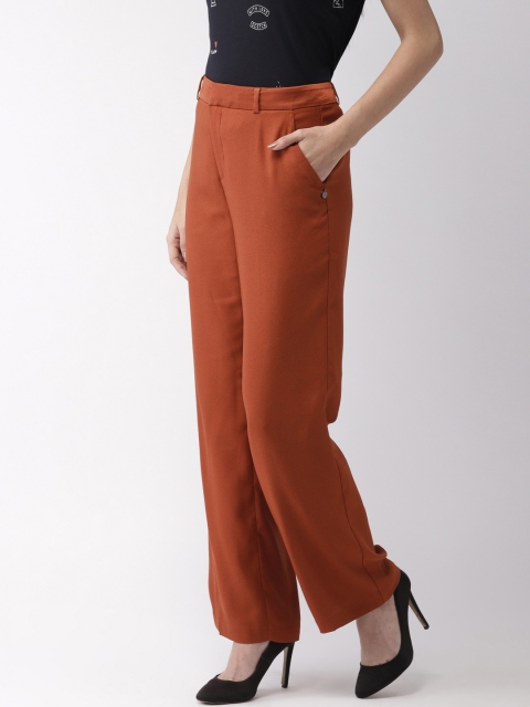 

Scotch & Soda Women Rust Red Regular Fit Parallel Trousers