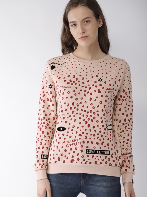 

Scotch & Soda Women Pink & Red Printed Sweatshirt