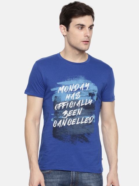 

Jack & Jones Men Blue Printed T-shirt