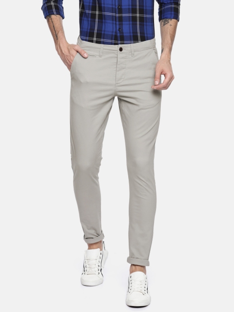 

Jack & Jones Men Marco Grey Slim Fit Solid Chinos