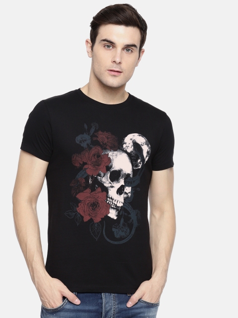 

Jack & Jones Men Black Printed Round Neck T-shirt