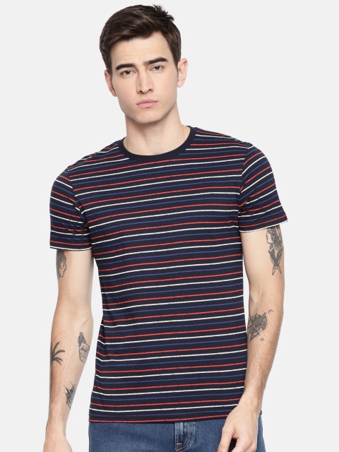 

Jack & Jones Men Navy Blue & Red Striped T-shirt