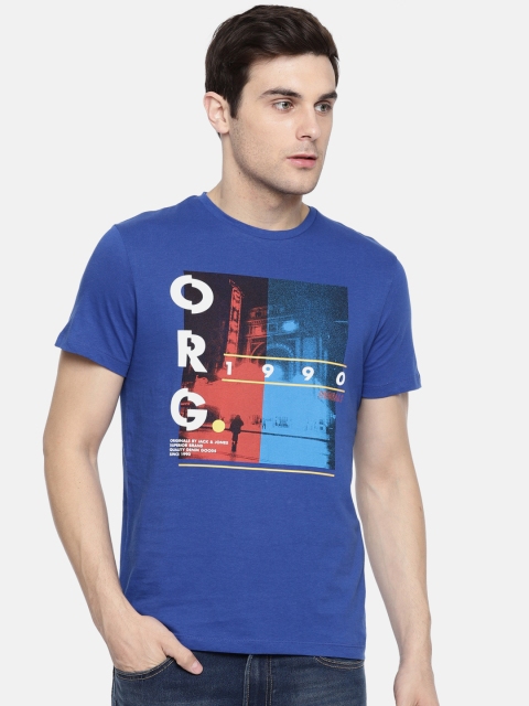 

Jack & Jones Men Blue Printed T-shirt
