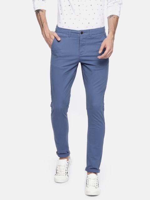 

Jack & Jones Men Blue Marco Slim Fit Solid Chinos