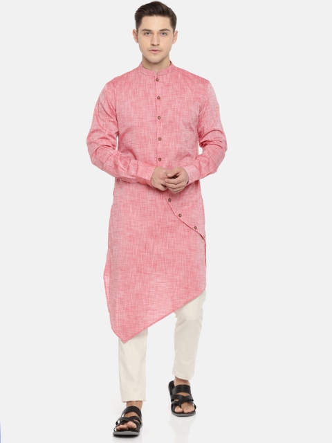 

Freehand Men Red Solid Straight Kurta