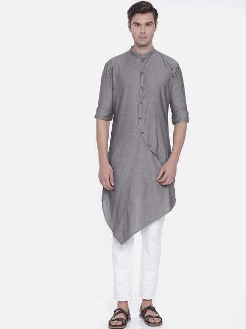 

Freehand Men Black Solid Straight Kurta