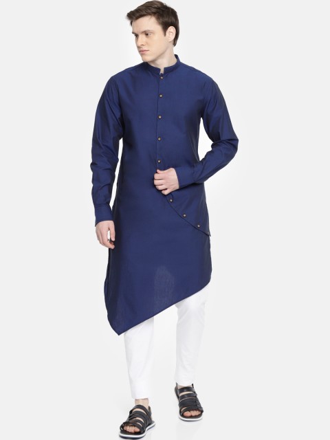 

Freehand Men Navy Blue Solid Straight Kurta