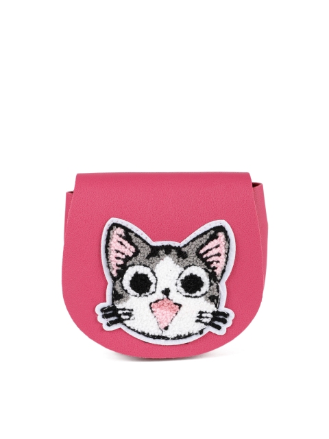 

lil' star Pink Cat Faced Applique Sling Bag