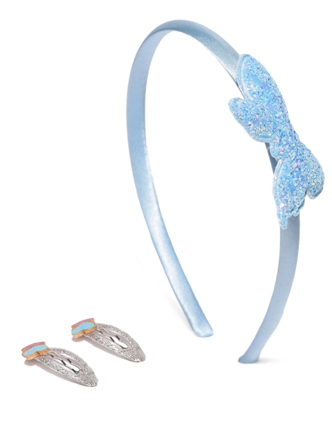 

lil' star Girls Set of Embellished Hair Band & Tic-Tac Hair Clip, Blue