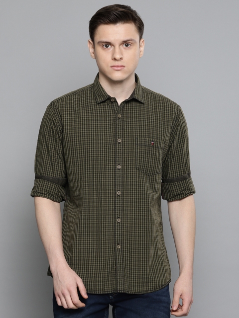 

Louis Philippe Jeans Men Green & Black Slim Fit Checked Casual Shirt