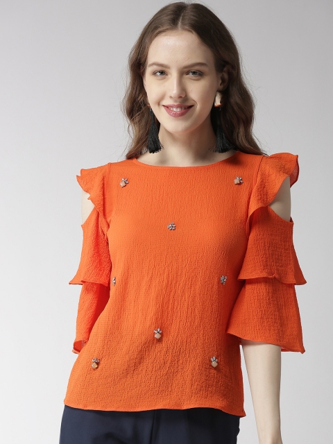 

Madame Women Orange Embellished Top