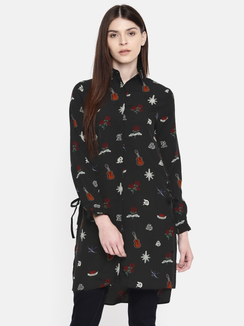 

Madame Women Black Printed Tunic