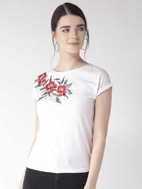 

Madame Women White Embroidered Detailed Top