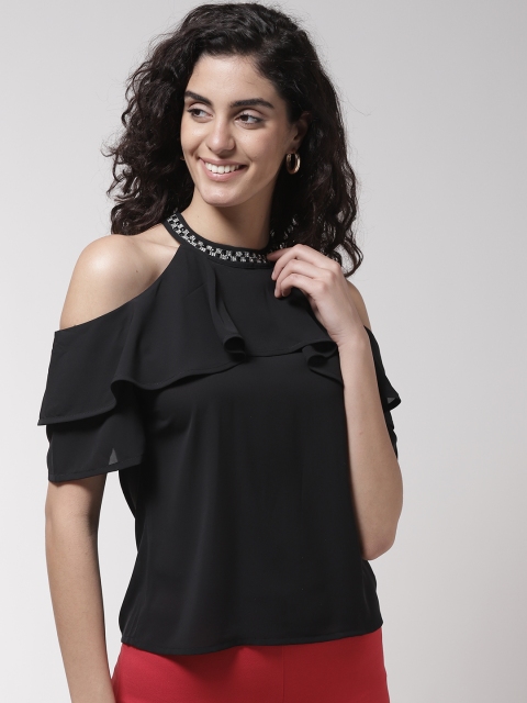 

Madame Women Black Solid Layered Top