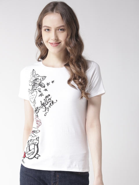 

Madame Women White & Black Printed Top