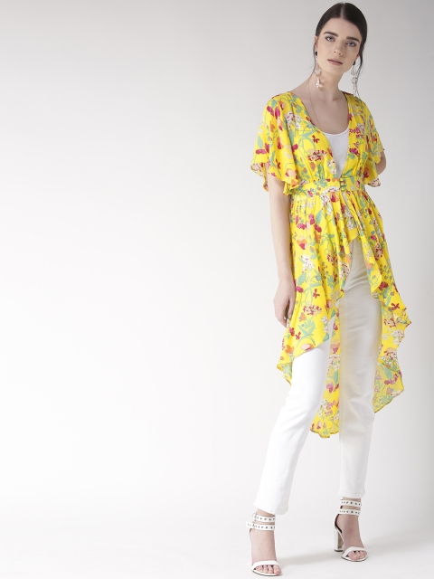 

Madame Yellow & Green Printed Button Shrug
